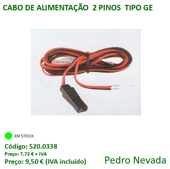 CABO DE ALIMENTAÇÃO 2 PINOS TIPO GE - Pedro Nevada
