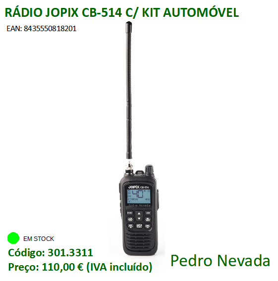 RÁDIO JOPIX CB-514 C/ KIT AUTOMÓVEL - Pedro Nevada