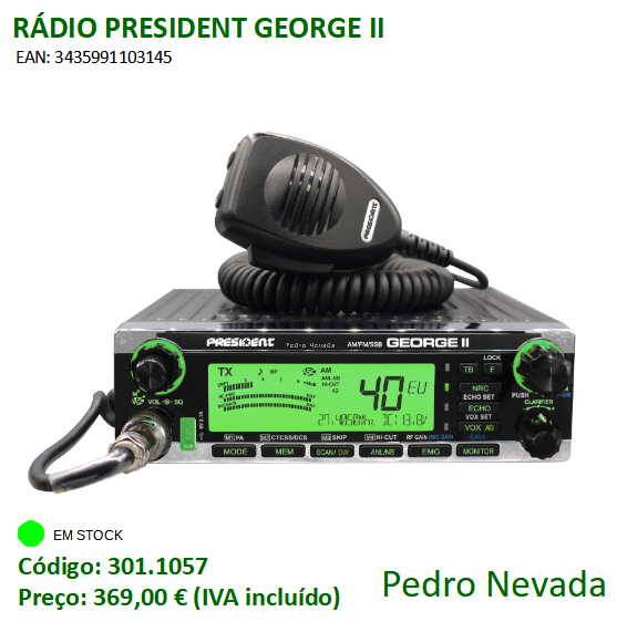 RÁDIO CB PRESIDENT GEORGE II - Pedro Nevada