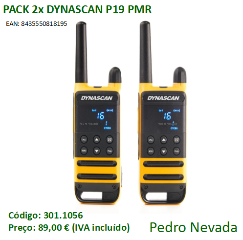 RÁDIO DYNASCAN P19 PMR PACK 2x - Pedro Nevada