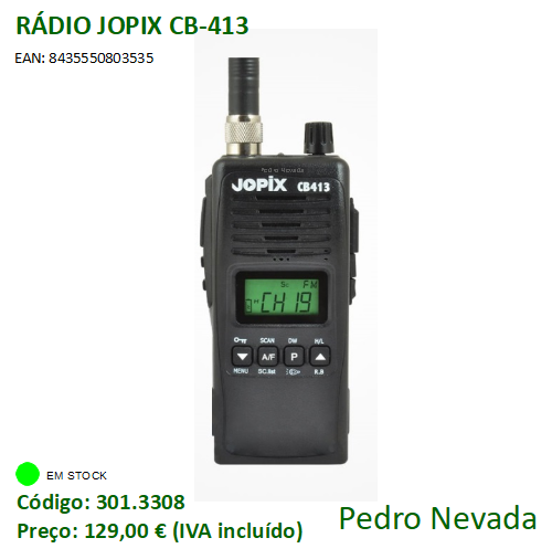 RÁDIO CB JOPIX CB-413 - Pedro Nevada