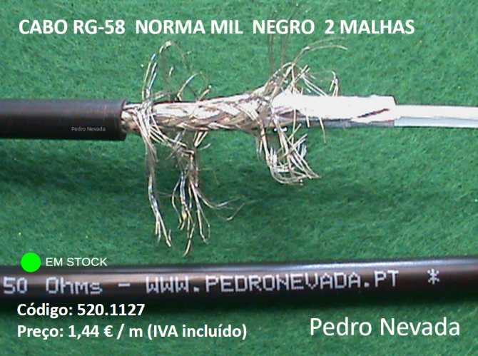 CABO RG-58  NORMA MIL  NEGRO  2 MALHAS - Pedro Nevada