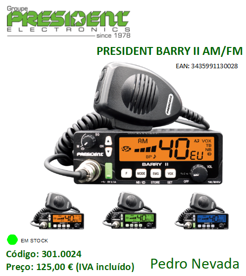 RÁDIO PRESIDENT BARRY II AM/FM - Pedro Nevada