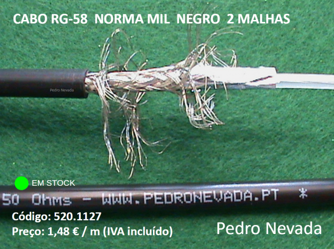 CABO RG-58  NORMA MIL  NEGRO  2 MALHAS - Pedro Nevada