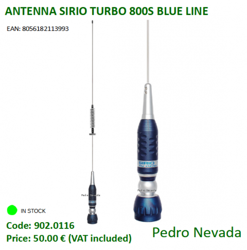 ANTENNA SIRIO TURBO 800S BLUE LINE - Pedro Nevada