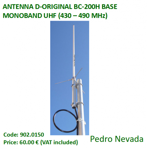 ANTENNA D-ORIGINAL BC-200H BASE MONOBAND UHF (430 - 490 MHz) - Pedro Nevada
