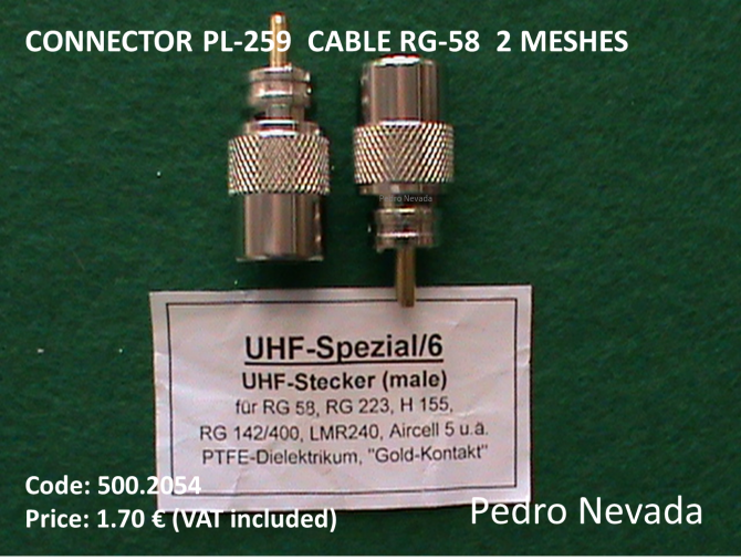 CONNECTOR PL-259 CABLE RG-58 2 MESHES - Pedro Nevada