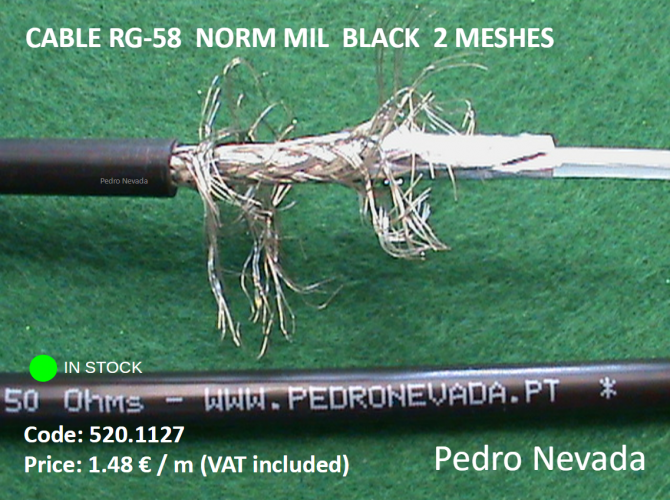 CABLE RG-58 NORM MIL BLACK 2 MESHES - Pedro Nevada