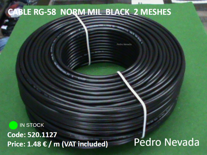 CABLE RG-58 NORM MIL BLACK 2 MESHES - Pedro Nevada